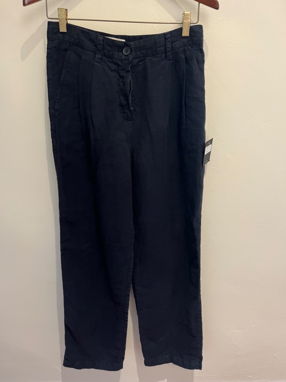 Velvet by Graham & Spencer Pomona Pant Linen Navy Trouser Small NEW